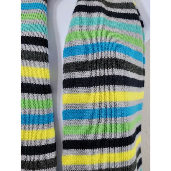 Gap Charcoal Yellow Blue Green Striped Knitted Scarf Soft Stretchy - Picture 2 of 3